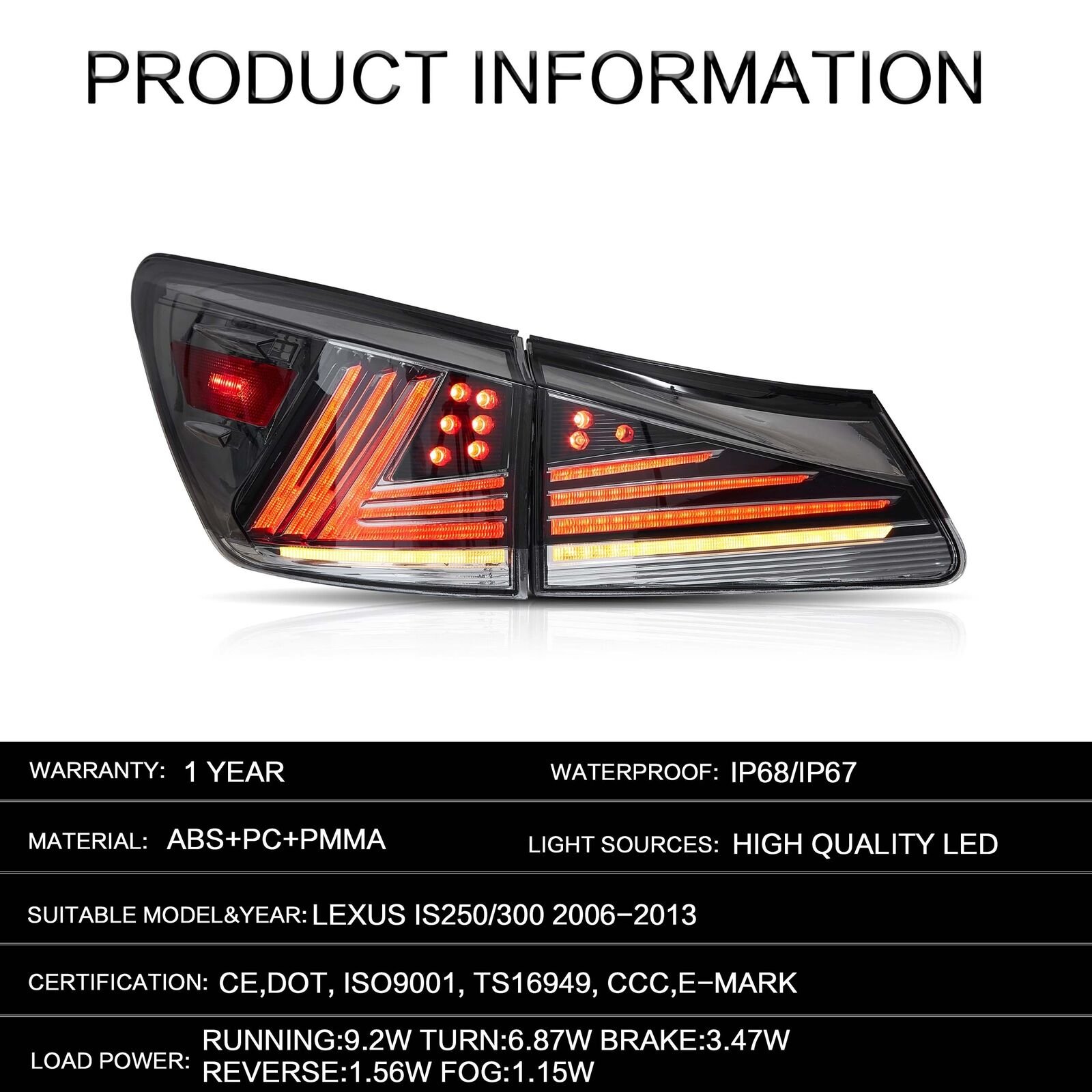 Tail lights for Lexus IS250 2006 - 2013 - Image 11