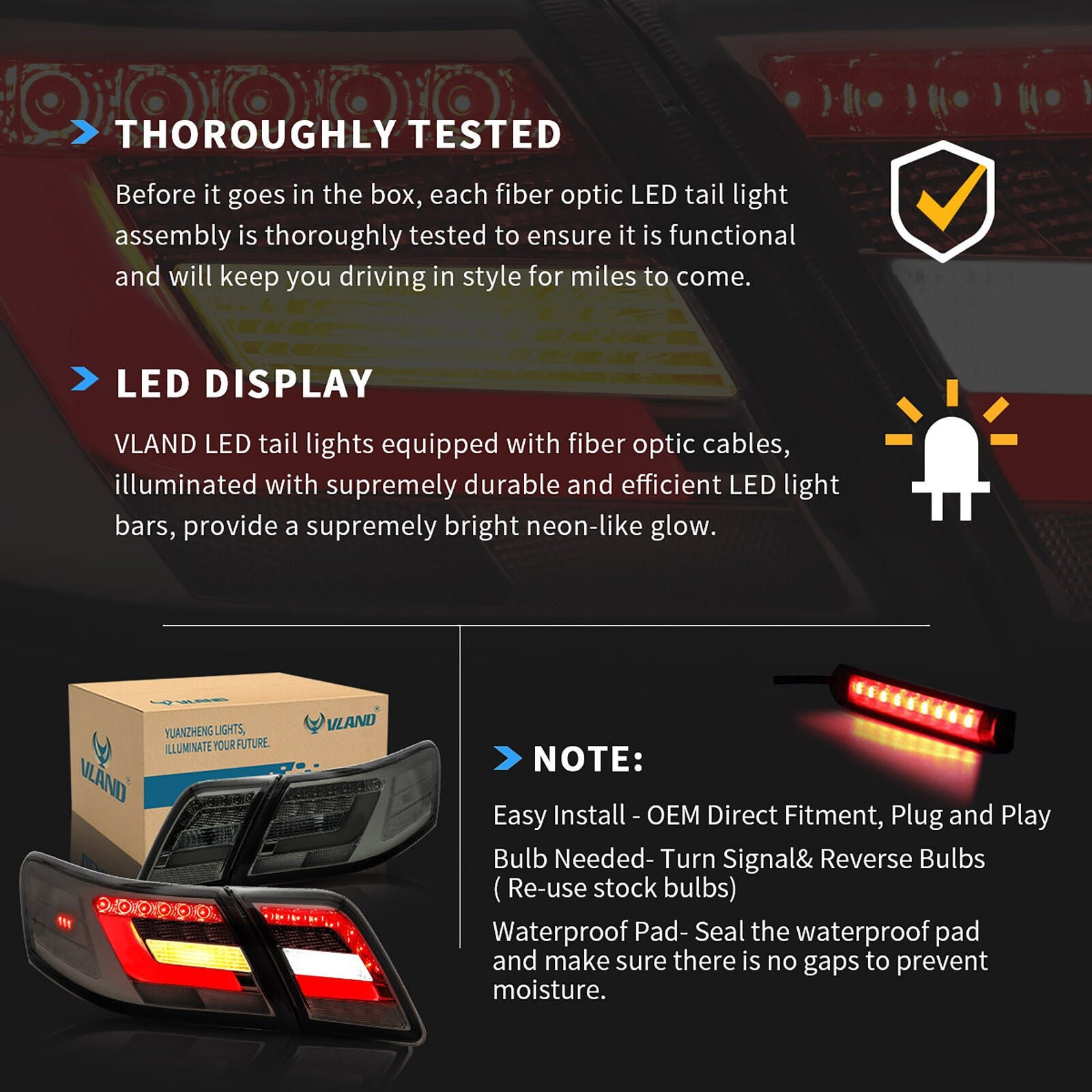 Tail Lights For Smoked Toyota Camry 2006 - 2011 - Image 5