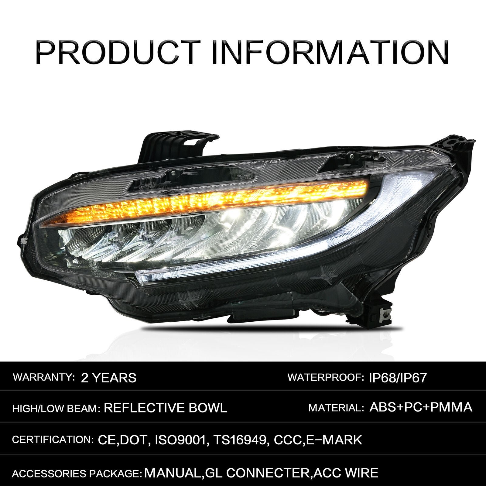 Headlights For Honda Civic 2016-2021 - Image 4