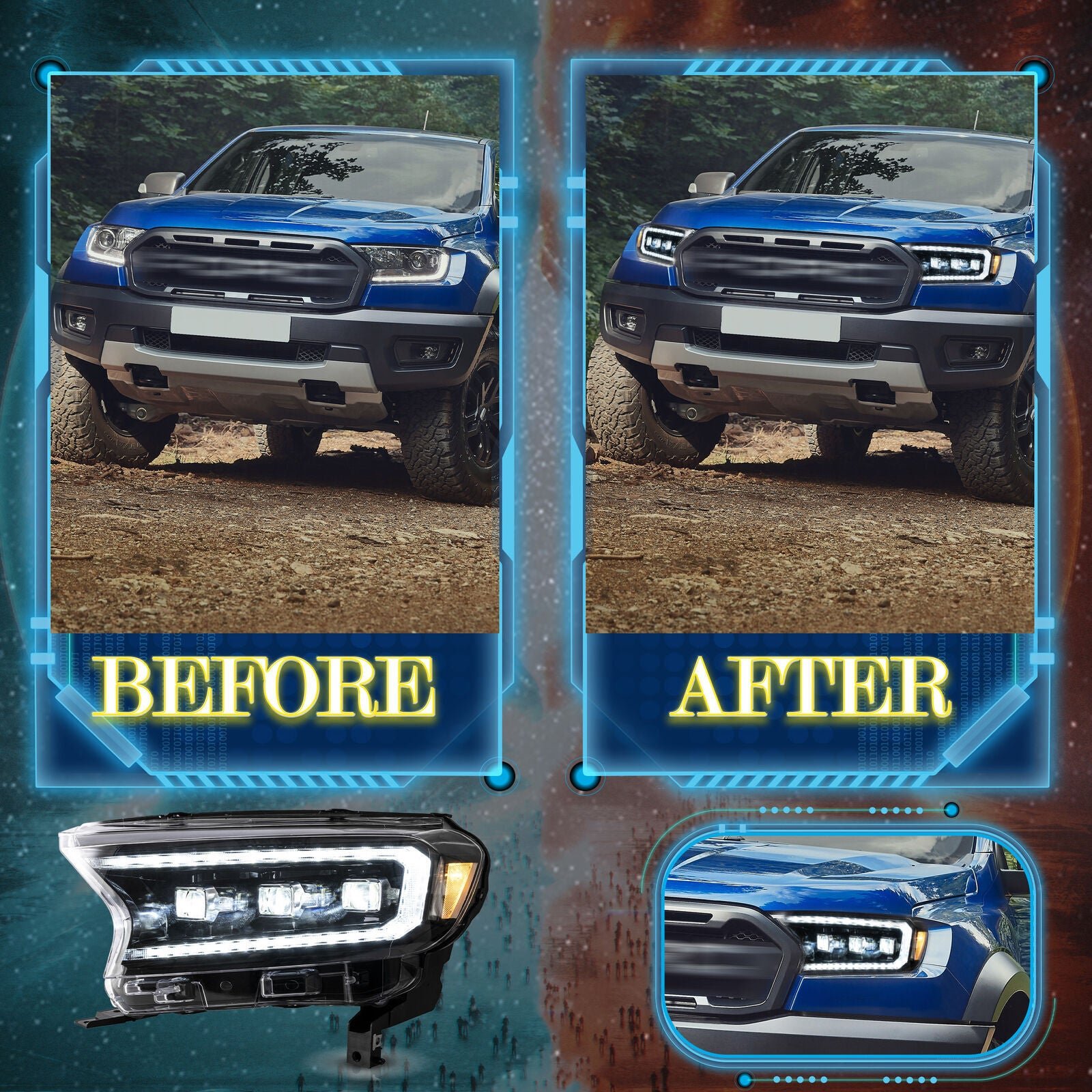 Headlights For Ford Ranger 2015 - 2021 - Image 4