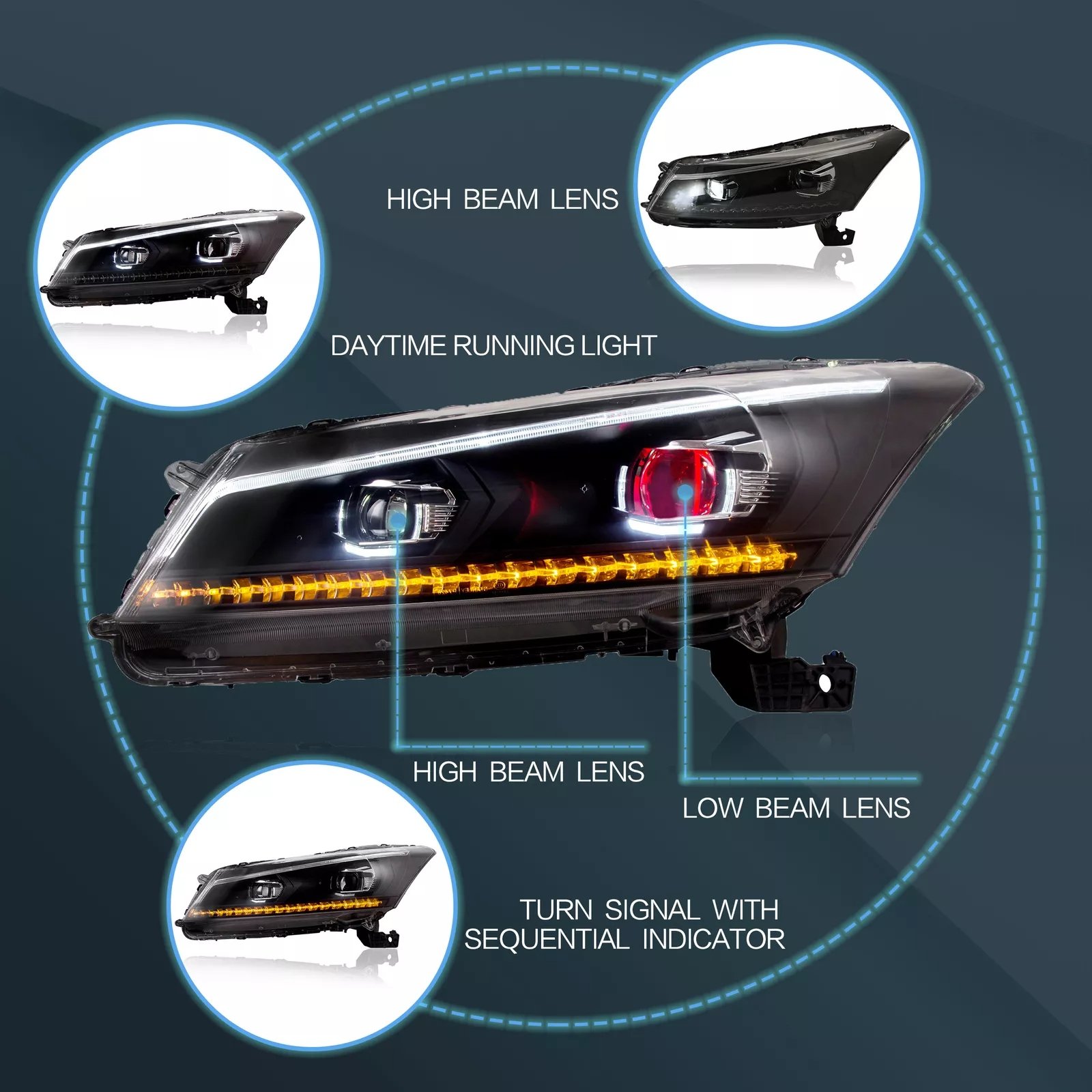 Headlights For 2008-2012 Honda Accord Sedan - Image 5