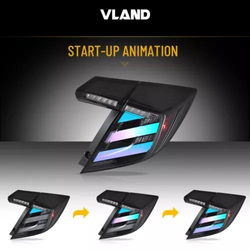 Headlights +RGB Rear Tail Lights Kits For Civic Hatch 2017-2021 - Image 4