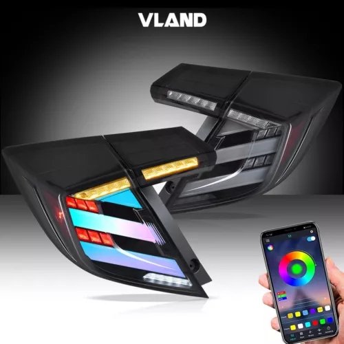 Headlights +RGB Rear Tail Lights Kits For Civic Hatch 2017-2021 - Image 2