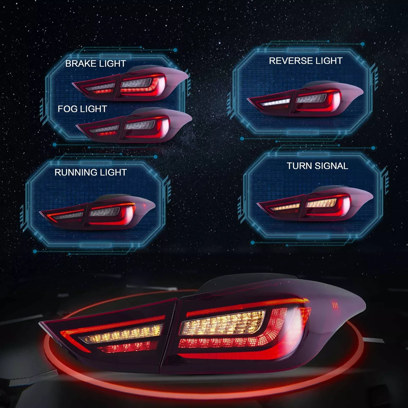 Tail Lights For 2011 - 2016 Hyundai Elantra - Image 9