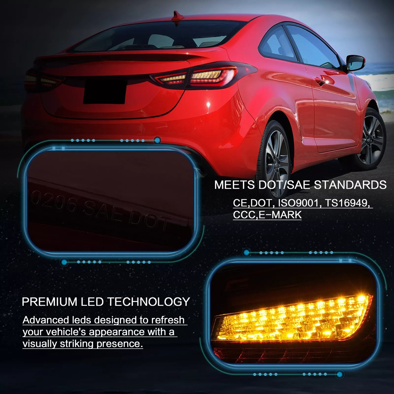 Tail Lights For 2011 - 2016 Hyundai Elantra - Image 3