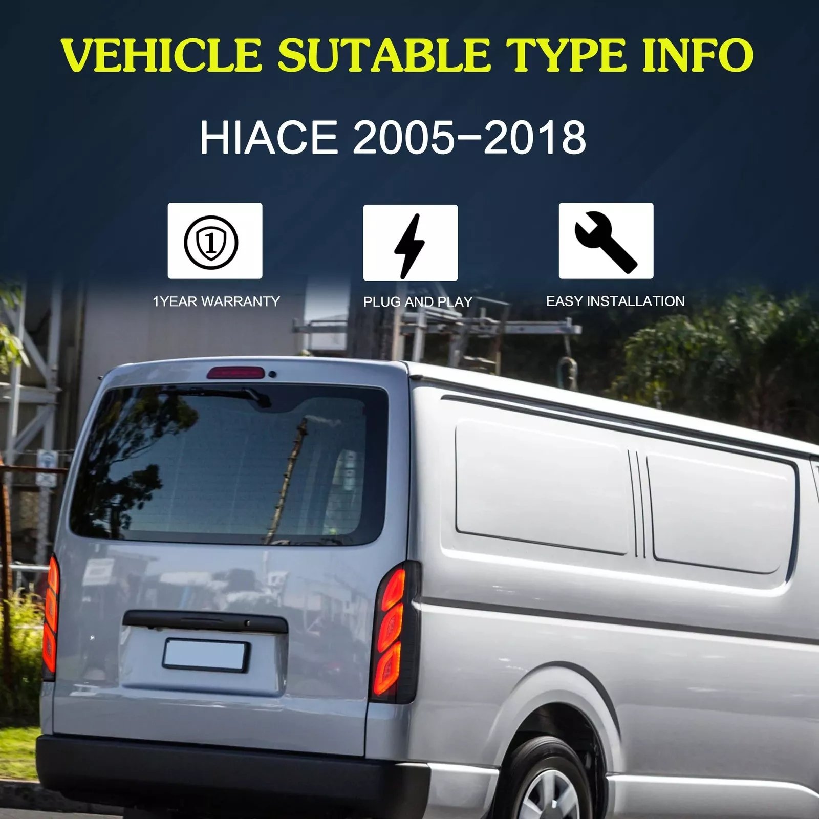 Tail Lights Fit 2005 - 2018 Toyota Hiace - Image 15