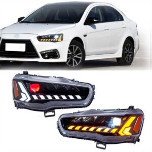 Headlights Assembly Fit for Mitsubishi Lancer & EVO X 2008 - 2020 With LED DRL Start UP Animation LED Sequential Turn Signal (Clear)