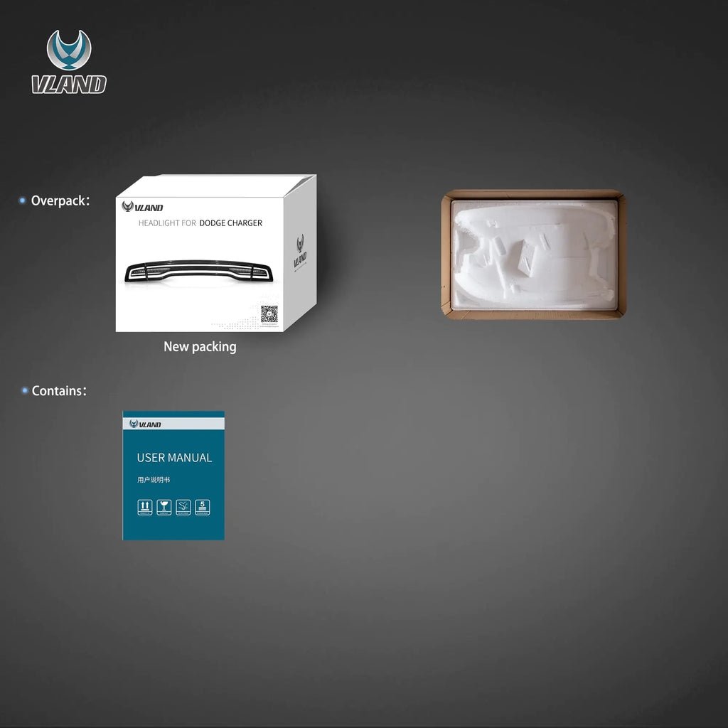 VLAND Tail Lights for 2011-2014 Dodge Charger Full LED W/ Yellow Turn Signal - Image 7