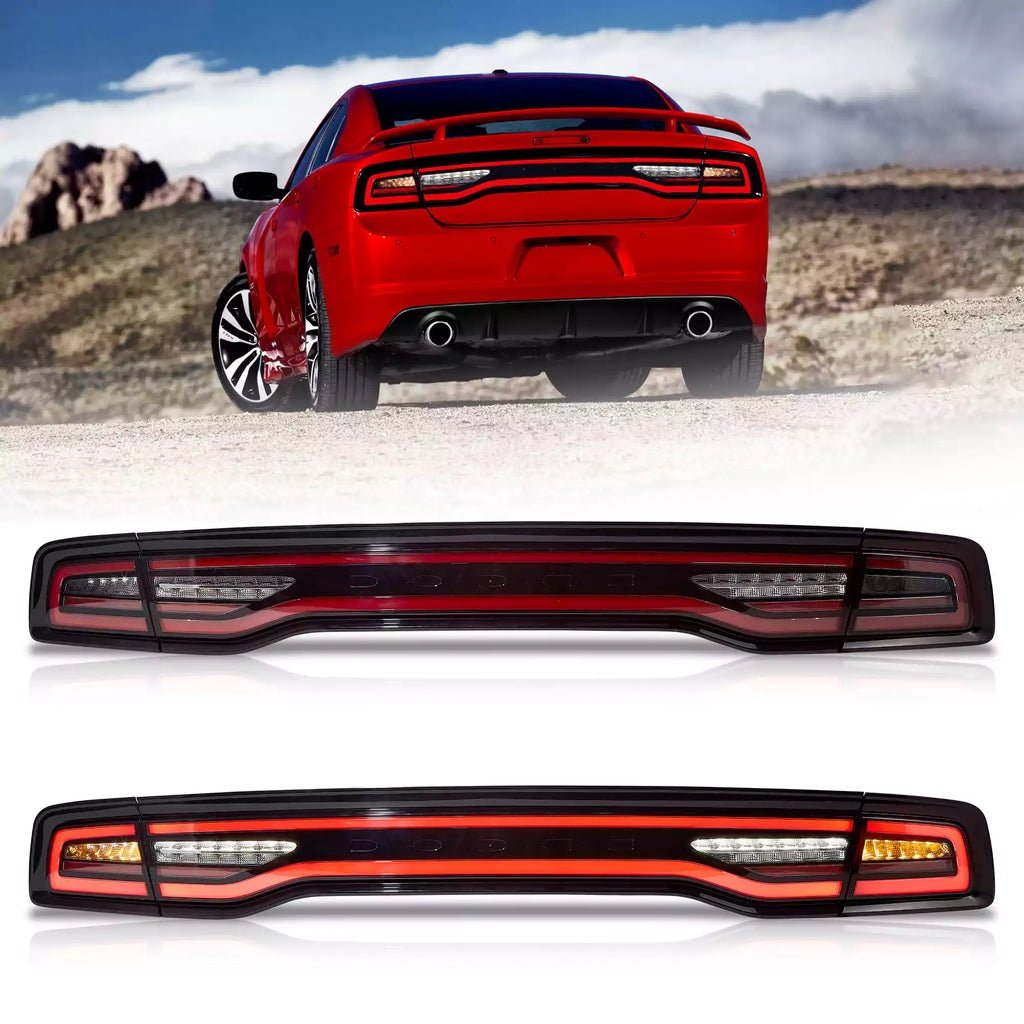 VLAND Tail Lights for 2011-2014 Dodge Charger Full LED W/ Yellow Turn Signal