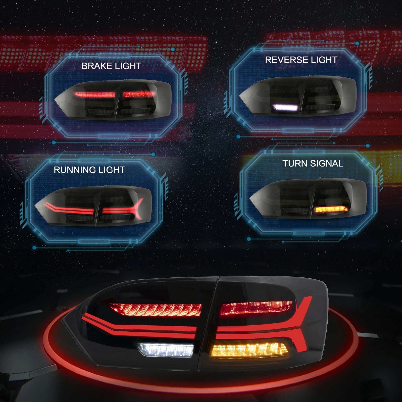 VLAND 2011-2014 Volkswagen Jetta MK6 Tail Lights With LED Sequential - Image 14