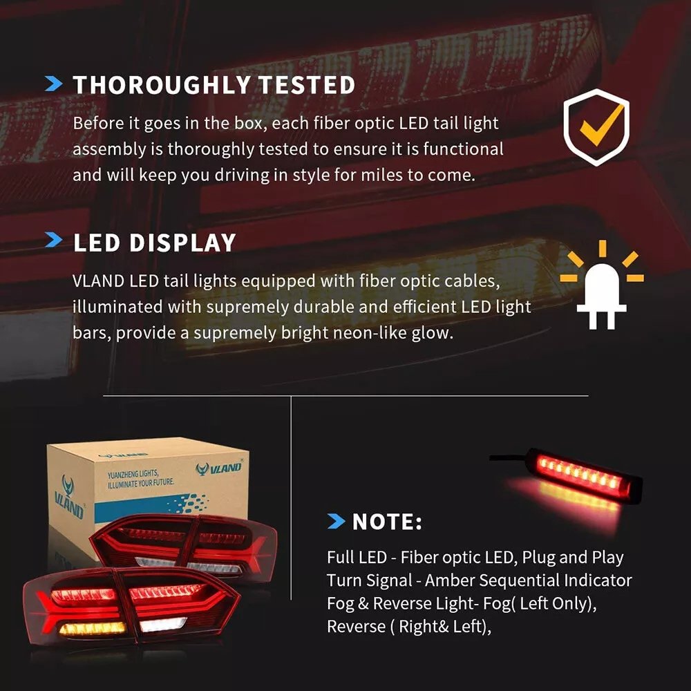 VLAND 2011-2014 Volkswagen Jetta MK6 Tail Lights With LED Sequential - Image 9