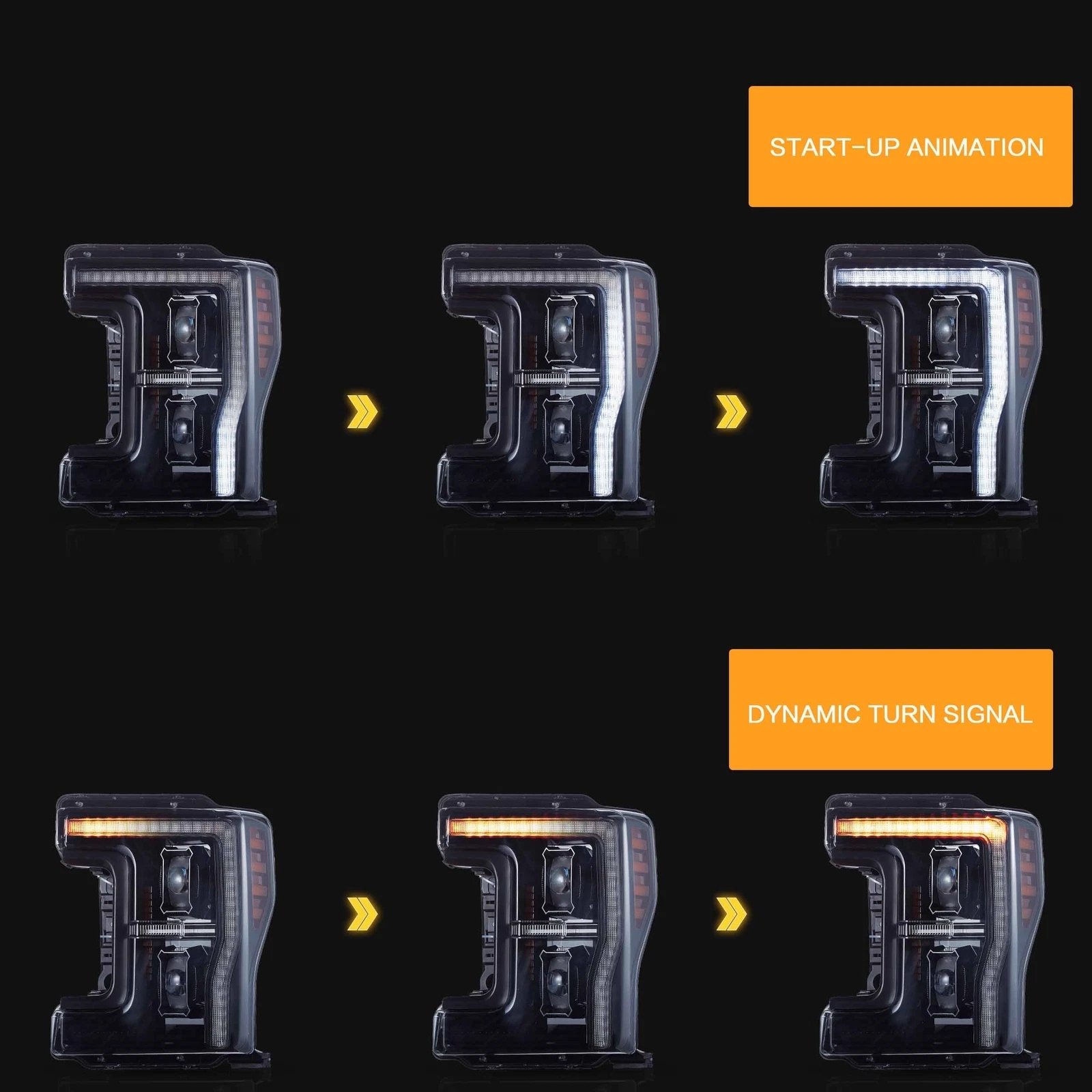 17-19 Ford F250 350 450 F550 Super Duty Vland LED Projector Upgrade Headlights - Image 4