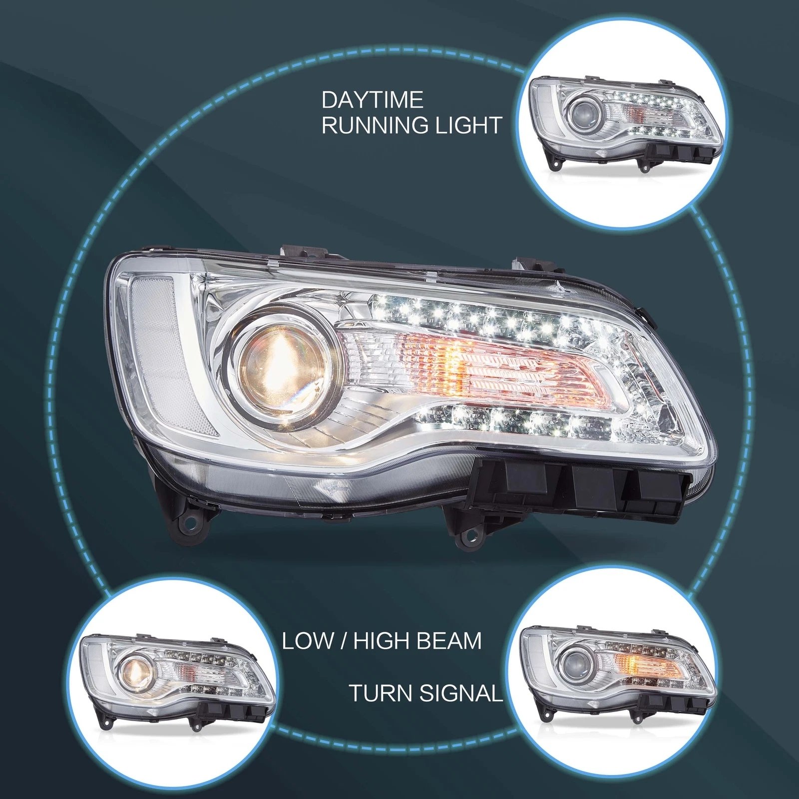 Vland 2011-2023 Chrysler 300/300C Headlights W/LED Dual Beam Projector - Image 23