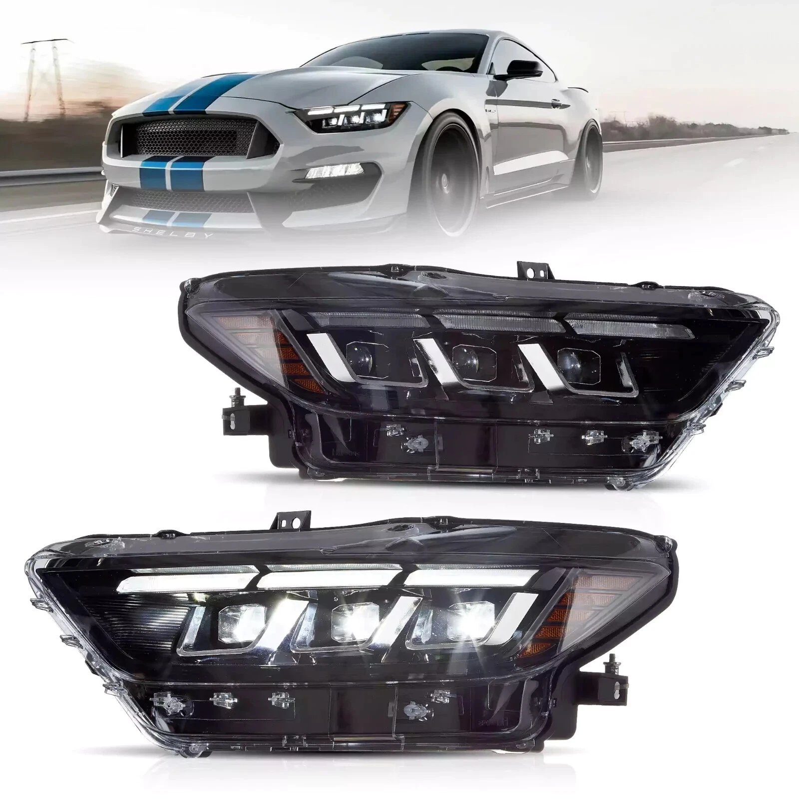 15-17 Ford Mustang LED Headlights Update 2024 S650 Style