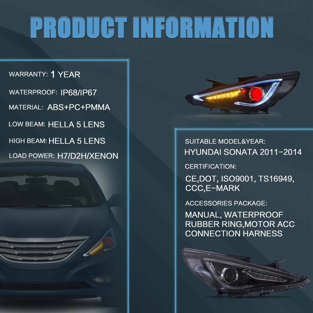 Hyundai Sonata Headlights For 2011-2014 - Image 20