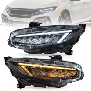 16-21 Honda Civic 10th Gen LED Reflection Bowl Headlights Chrome
