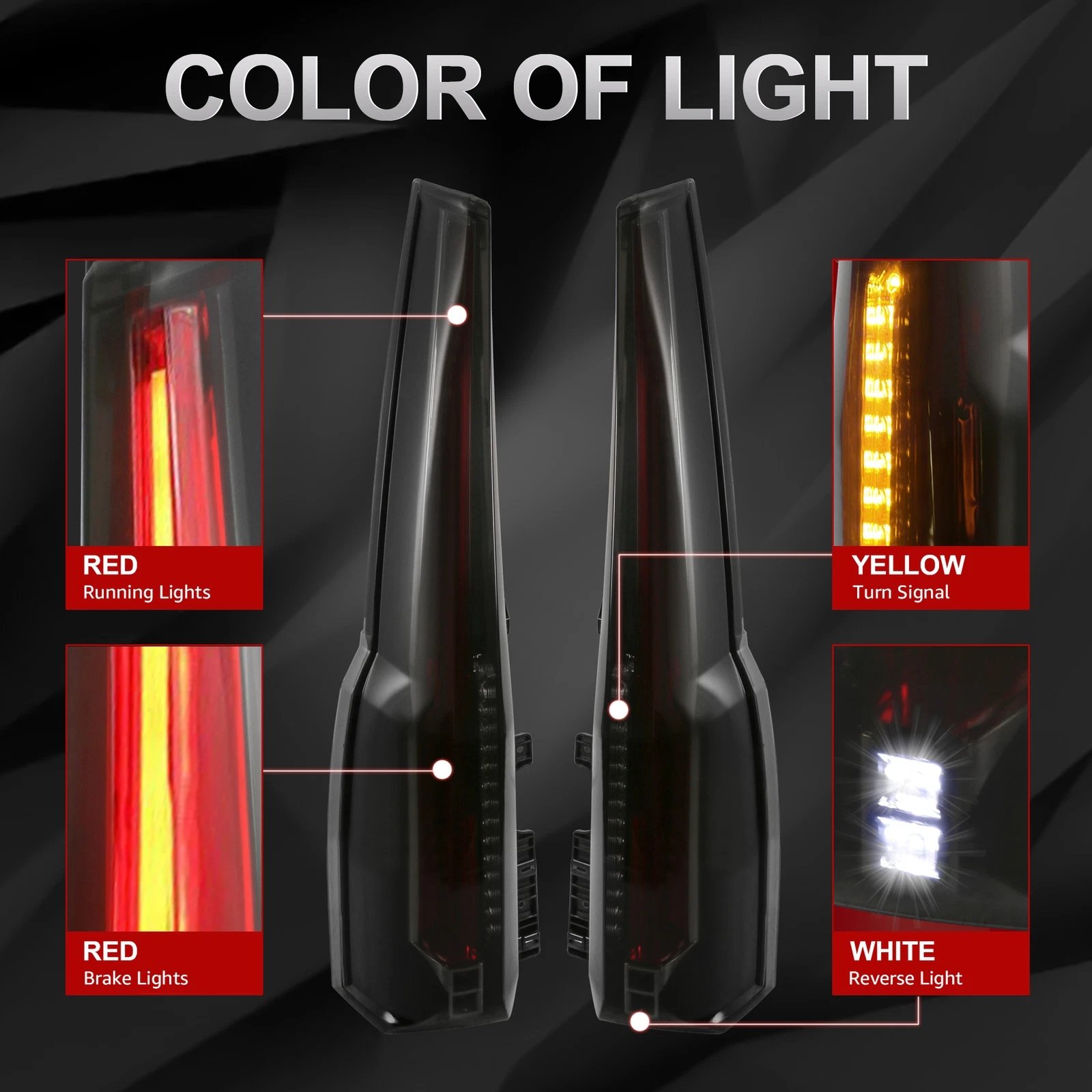 Vland 15-20 (4th Gen) GMC Yukon Tail Lights With Upgrade LED Kit - Image 4