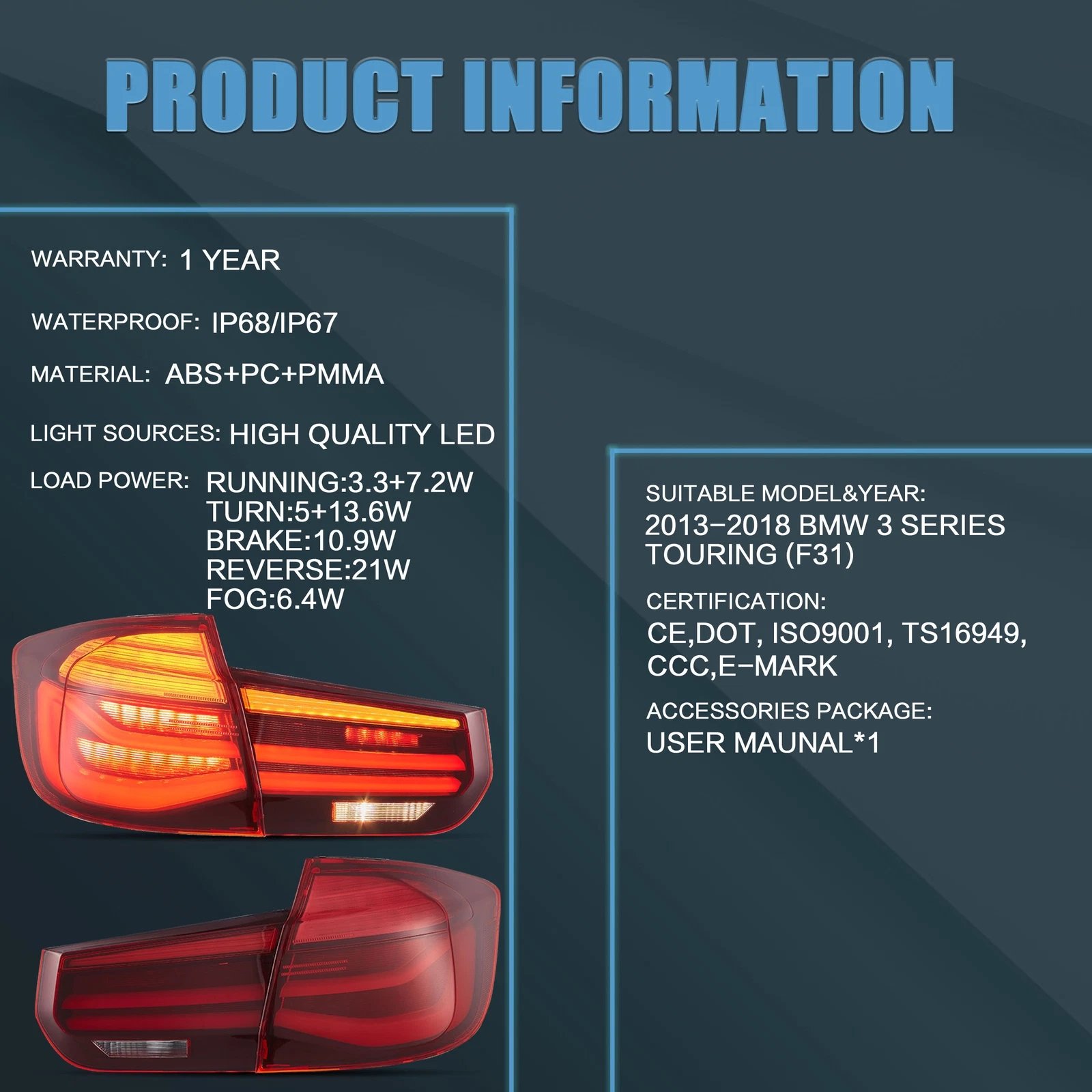 Tail Lights LCI-Style for 12-19 BMW 3 Series F31 S/Wagon - Image 7