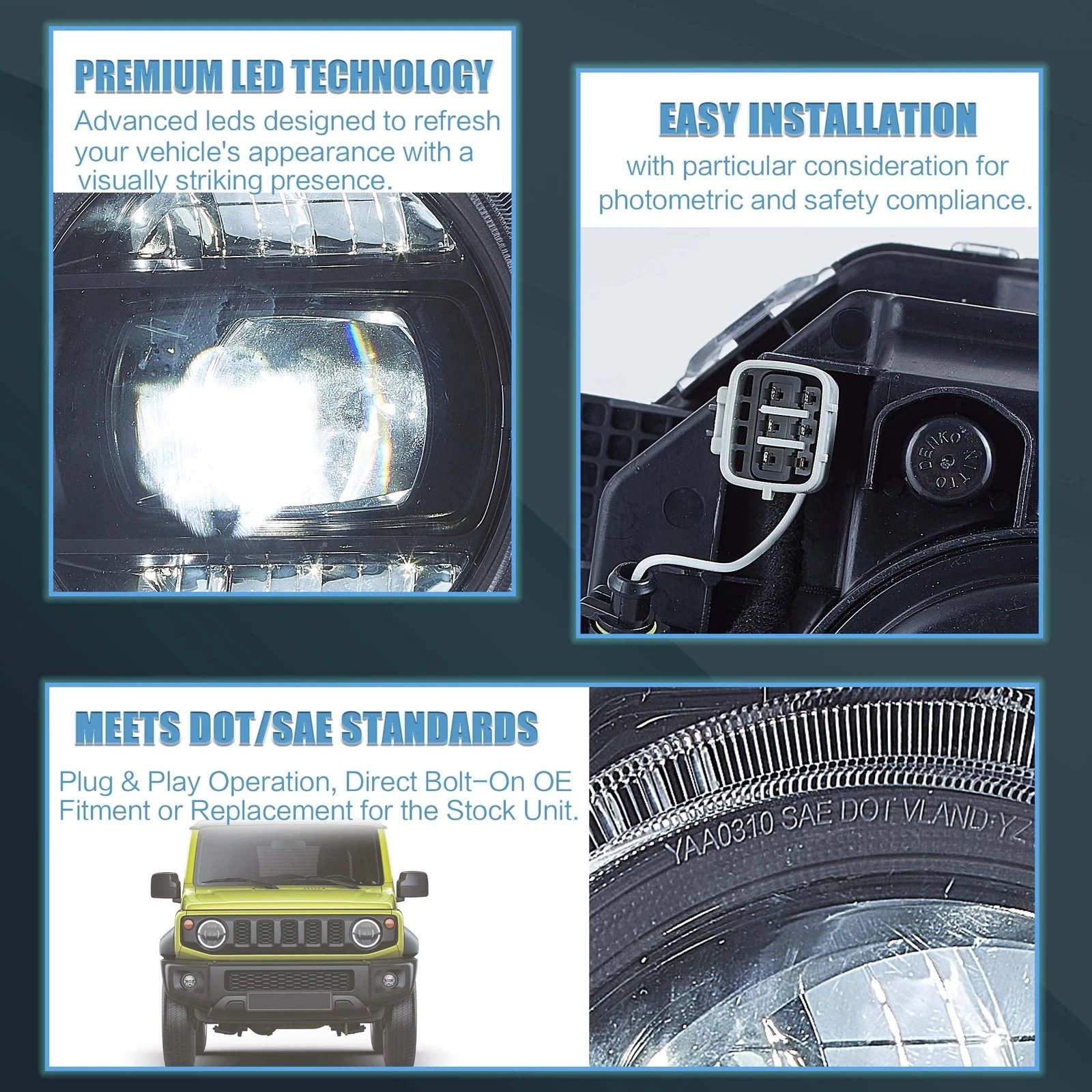 VLAND Headlights for 19-23 Suzuki Jimny Full LED Dual Beam Projector Upgrade - Image 3