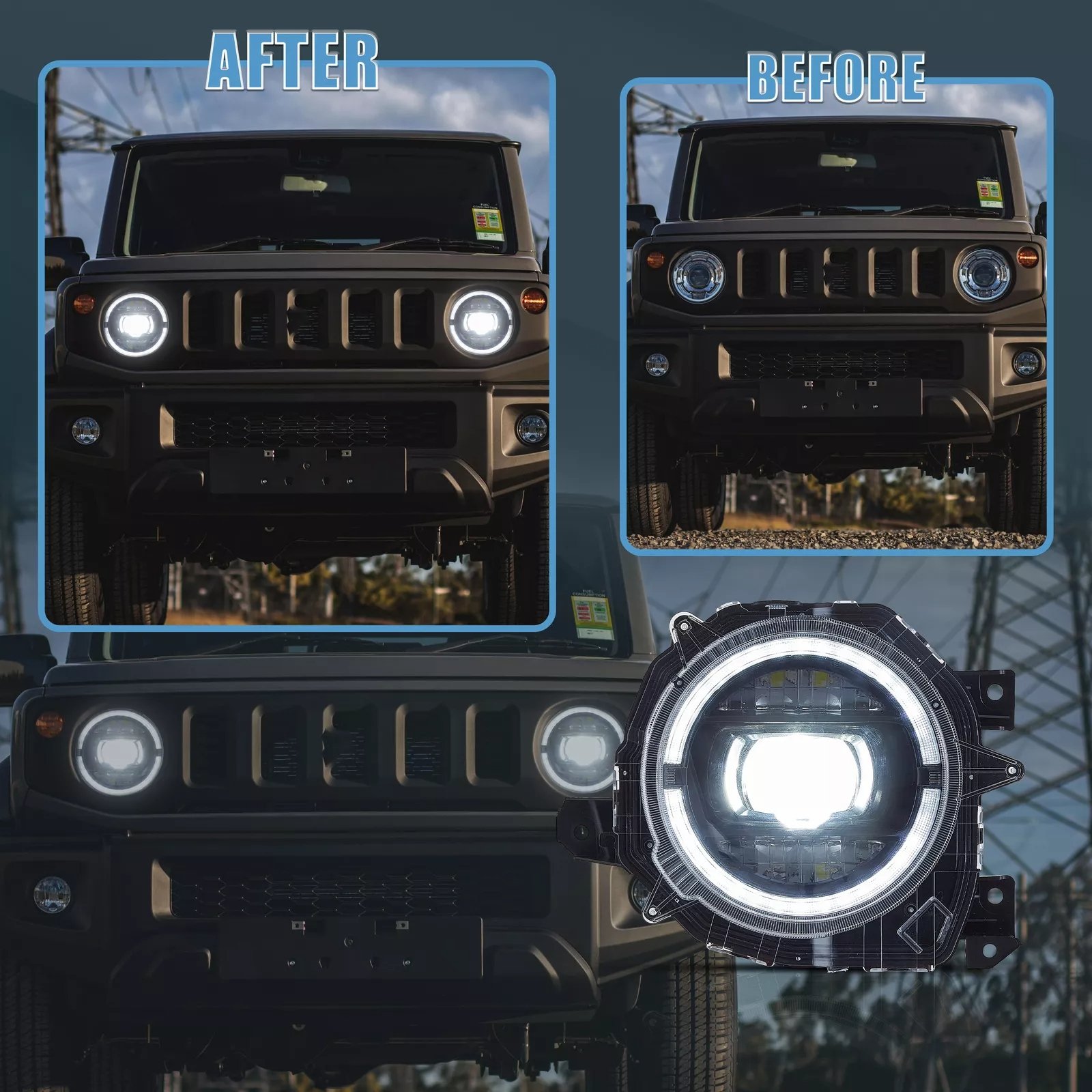 VLAND Headlights for 19-23 Suzuki Jimny Full LED Dual Beam Projector Upgrade - Image 5