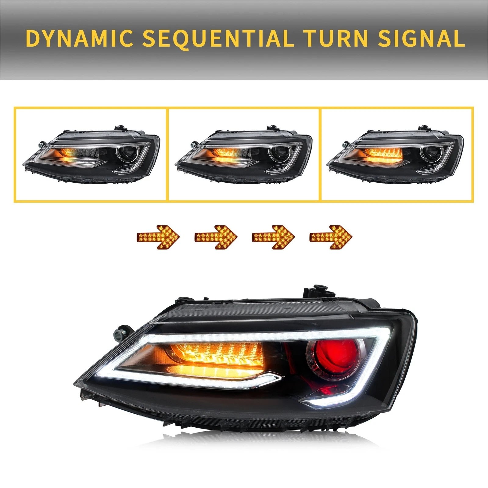 VLAND LED Headlights For 2011-2018 VW Jetta MK6 - Image 15