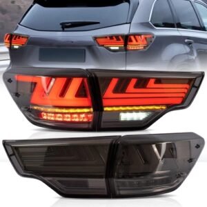 Smoked Full LED Tail Lights For 2014-2019 Toyota Highlander Rear Brake Lamps Set