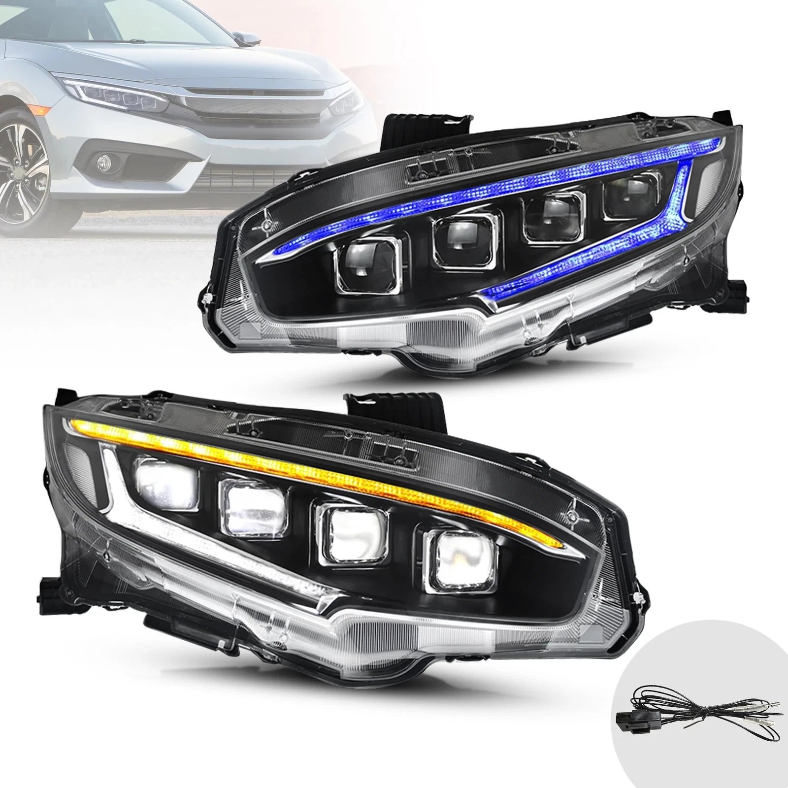 VLAND LED Headlights For 2016-2021 Honda Civic Normal Eye