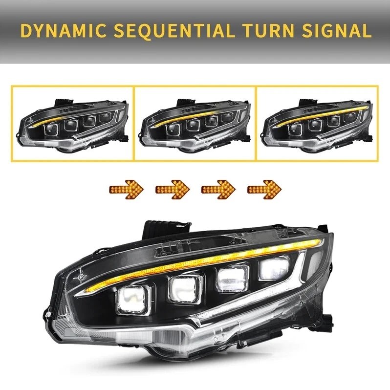 VLAND LED Headlights For 2016-2021 Honda Civic Normal Eye - Image 5