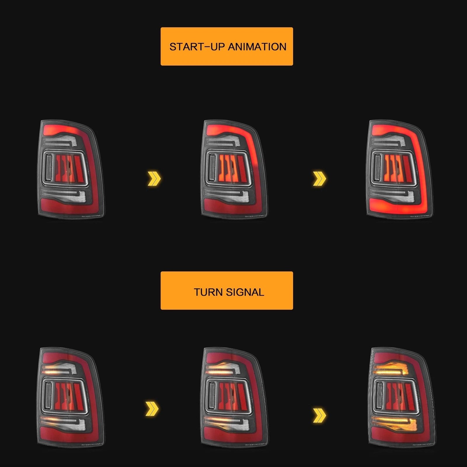 09-18 Dodge Ram 1500/2500/3500 Vland Upgrade LED Tail Lights With Amber Turn Signal - Image 3