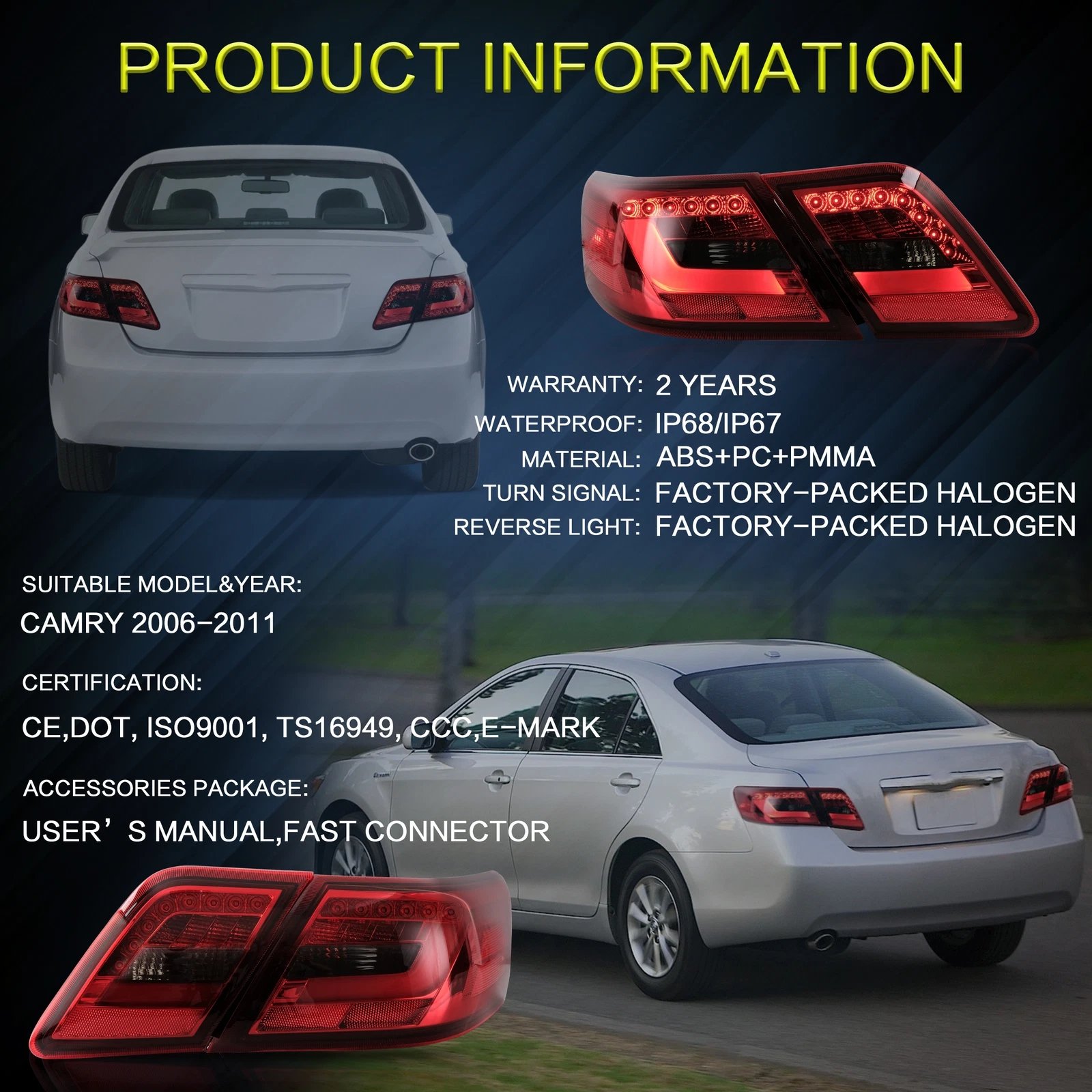 Tail Lights For Smoked Toyota Camry 2006 - 2011 - Image 16